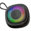 Black portable speaker with a colorful ring-shaped light effect on the front and Bluetooth wireless mini speaker Item Picture